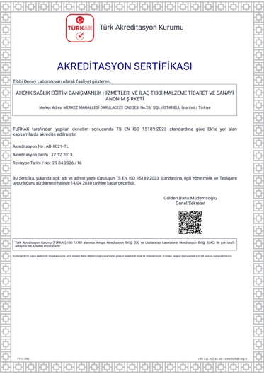 Akreditasyon sertifikası 1